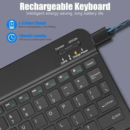 7/10inch Bluetooth Keyboard Wireless Keyboard Bluetooth Mini English Russian Keyboard Rechargeable For ipad Phone Tablet