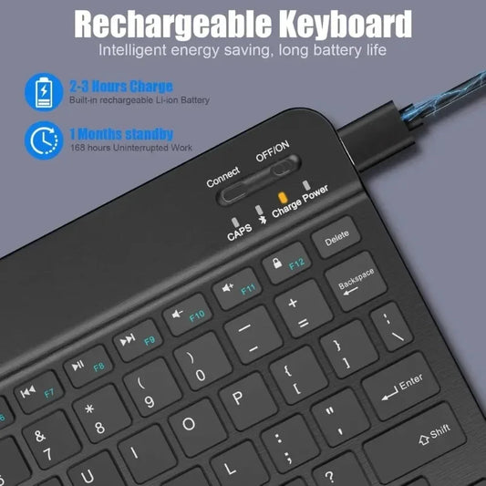 7/10inch Bluetooth Keyboard Wireless Keyboard Bluetooth Mini English Russian Keyboard Rechargeable For ipad Phone Tablet