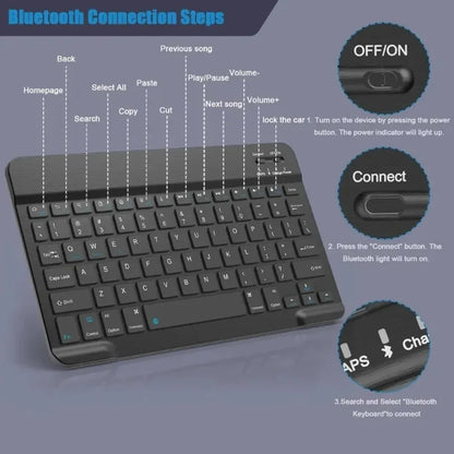 7/10inch Bluetooth Keyboard Wireless Keyboard Bluetooth Mini English Russian Keyboard Rechargeable For ipad Phone Tablet