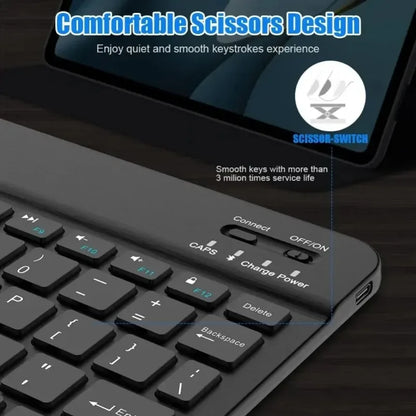 7/10inch Bluetooth Keyboard Wireless Keyboard Bluetooth Mini English Russian Keyboard Rechargeable For ipad Phone Tablet