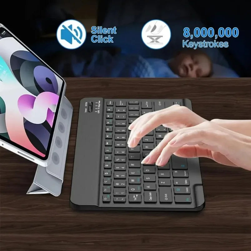 7/10inch Bluetooth Keyboard Wireless Keyboard Bluetooth Mini English Russian Keyboard Rechargeable For ipad Phone Tablet