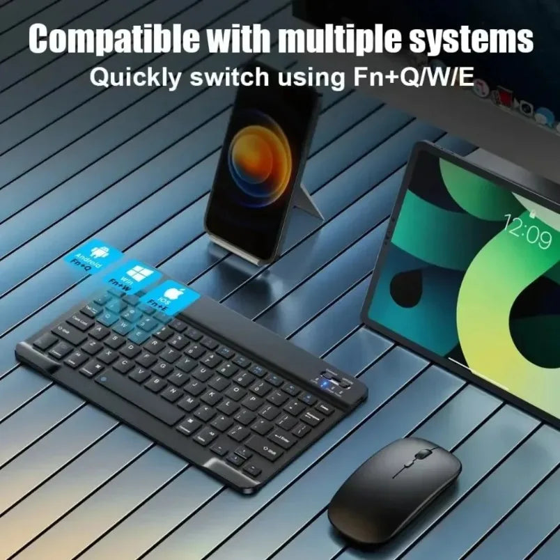 7/10inch Bluetooth Keyboard Wireless Keyboard Bluetooth Mini English Russian Keyboard Rechargeable For ipad Phone Tablet