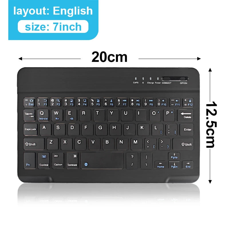 7/10inch Bluetooth Keyboard Wireless Keyboard Bluetooth Mini English Russian Keyboard Rechargeable For ipad Phone Tablet